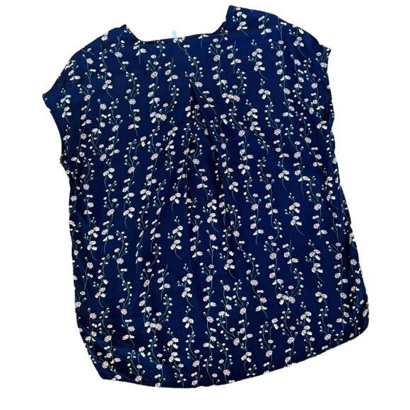 Draper James Daisy Print 100% Rayon Hi-Low V-Neck Blouse 4 - Picture 3 of 5